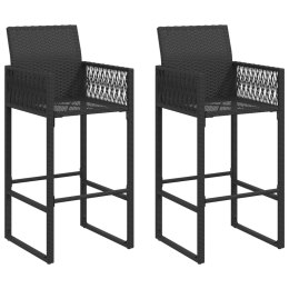 Ogrodowe krzesła barowe, 2 szt., czarne, polirattan Lumarko!
