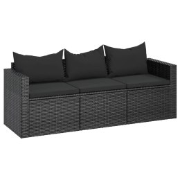 3-osobowa sofa ogrodowa z poduszkami, czarna, polirattan Lumarko!