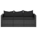 3-osobowa sofa ogrodowa z poduszkami, czarna, polirattan Lumarko!