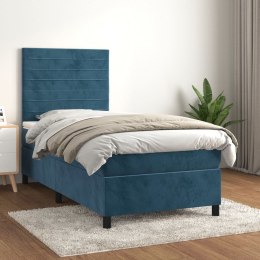 Łóżko kontynentalne z materacem, niebieskie, aksamit, 90x200 cm Lumarko!