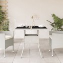 Stół ogrodowy ze szklanym blatem, biały 80x80x75 cm, polirattan Lumarko!