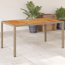 Stół ogrodowy, beżowy 150x90x75 cm, rattan PE i drewno akacjowe Lumarko!