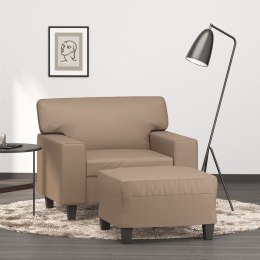 Fotel z podnóżkiem, kolor cappuccino, 60 cm, sztuczna skóra Lumarko!