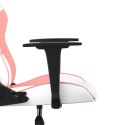 Masujący fotel gamingowy, biało-różowy, sztuczna skóra Lumarko!