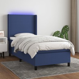 Łóżko kontynentalne z materacem, niebieskie, 80x200 cm, tkanina Lumarko!