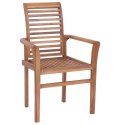 Krzesła stołowe, 4 szt., zielone poduszki, drewno tekowe Lumarko!