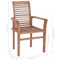 Krzesła stołowe z antracytowymi poduszkami, 8 szt., tekowe Lumarko!