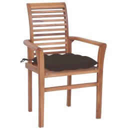 Krzesła stołowe, 4 szt., poduszki taupe, drewno tekowe Lumarko!