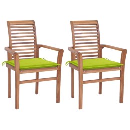 Krzesła stołowe, 2 szt., jasnozielone poduszki, drewno tekowe Lumarko!