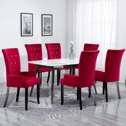 Krzesła stołowe z podłokietnikami, 6 szt., czerwone, aksamitne Lumarko!