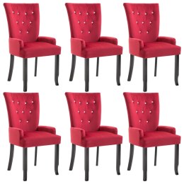 Krzesła stołowe z podłokietnikami, 6 szt., czerwone, aksamitne Lumarko!