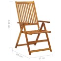 Składane krzesła ogrodowe z poduszkami, 3 szt., drewno akacjowe Lumarko!