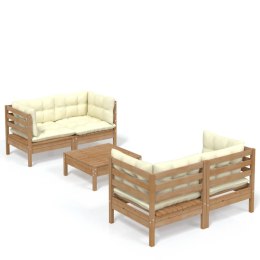 5-częściowy ogrodowy zestaw wypoczynkowy, kremowe poduszki, sosnowy Lumarko!