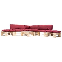 6-częściowy zestaw ogrodowy, czerwone poduszki, palety z drewna Lumarko!