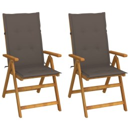 Rozkładane krzesła ogrodowe z poduszkami, 2 szt., lita akacja Lumarko!