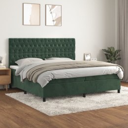 Łóżko kontynentalne z materacem, zielone, aksamit, 200x200 cm Lumarko!