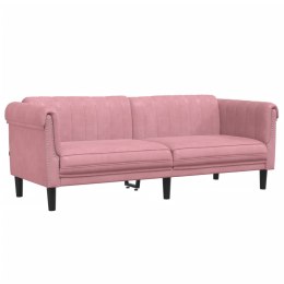 Sofa 3-osobowa, różowa, tapicerowana aksamitem Lumarko!