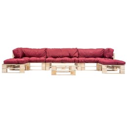 6-częściowy zestaw ogrodowy, czerwone poduszki, palety z drewna Lumarko!