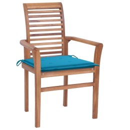 Krzesła stołowe, 2 szt., niebieskie poduszki, drewno tekowe Lumarko!