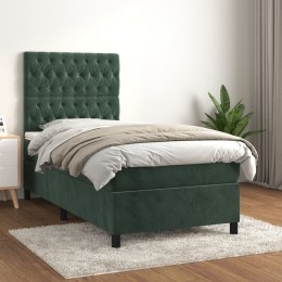 Łóżko kontynentalne z materacem, zielone, aksamit, 100x200 cm Lumarko!