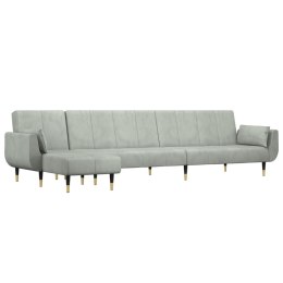 Sofa rozkładana L, jasnoszara, 275x140x70 cm, aksamit Lumarko!