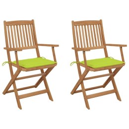 Składane krzesła ogrodowe z poduszkami, 2 szt., drewno akacjowe Lumarko!