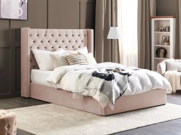 Łóżko z pojemnikiem welurowe 160 x 200 cm różowe LUBBON Lumarko!