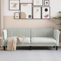 Sofa 3-osobowa, jasnoszara, tapicerowana aksamitem Lumarko!