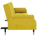 Rozkładana kanapa z poduszkami, żółta, obita aksamitem Lumarko!