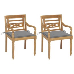 Krzesła z szarymi poduszkami, 2 szt., drewno tekowe Lumarko!