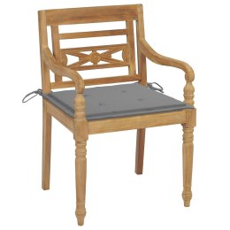 Krzesła z szarymi poduszkami, 2 szt., drewno tekowe Lumarko!