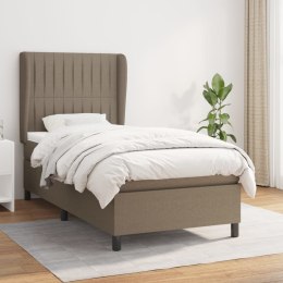 Łóżko kontynentalne z materacem, taupe, tkanina, 90x200 cm Lumarko!