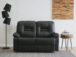 Sofa z manualną funkcją relaksu 2-osobowa ekoskóra czarna BERGEN Lumarko!