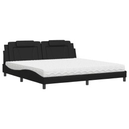 Łóżko z materacem, czarne, 200x200 cm, sztuczna skóra Lumarko!