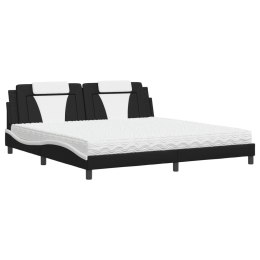 Łóżko z materacem, czarno-białe, 200x200 cm, sztuczna skóra Lumarko!