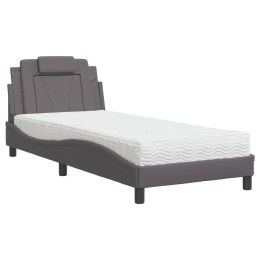 Łóżko z materacem, szare, 90x190 cm, sztuczna skóra Lumarko!
