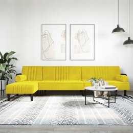Sofa rozkładana L, żółta, 260x140x70 cm, aksamit Lumarko!