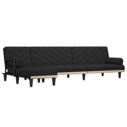 Sofa rozkładana w kształcie L, czarna, 260x140x70 cm, tkanina Lumarko!