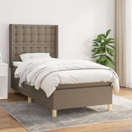 Łóżko kontynentalne z materacem, taupe, tkanina, 90x200 cm Lumarko!