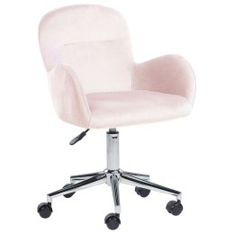 Krzesło biurowe regulowane welurowe różowe PRIDDY Lumarko!