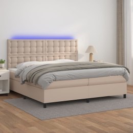 Łóżko kontynentalne, materac i LED cappuccino 200x200 cm Lumarko!