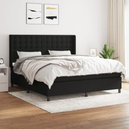 Łóżko kontynentalne z materacem, czarne, tkanina 160x200 cm Lumarko!