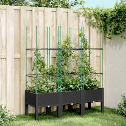 Donica ogrodowa z kratką, czarna, 120x40x142,5 cm, PP Lumarko!