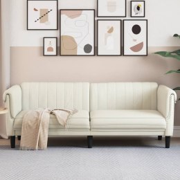Sofa 3-osobowa, kremowa, tapicerowana aksamitem Lumarko!