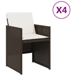 Krzesła ogrodowe z poduszkami, 4 szt., brązowe, polirattan Lumarko!