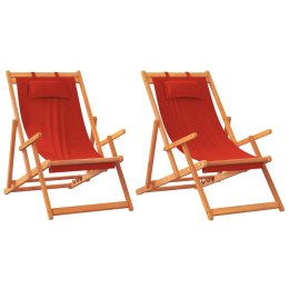 Składane krzesła plażowe, 2 szt., czerwone, obite tkaniną Lumarko!