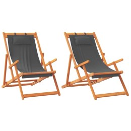 Składane krzesła plażowe, 2 szt., szare, obite tkaniną Lumarko!
