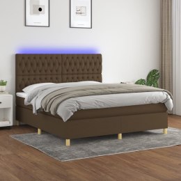 Łóżko kontynentalne z materacem, brązowe, 160x200 cm, tkanina Lumarko!