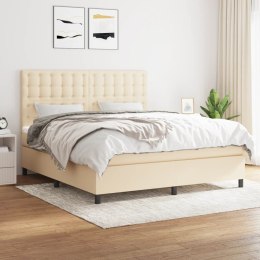 Łóżko kontynentalne z materacem, kremowe, tkanina, 180x200 cm Lumarko!