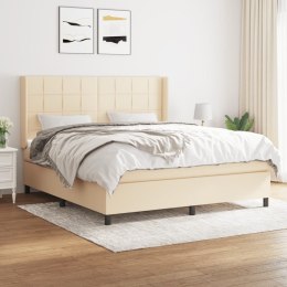Łóżko kontynentalne z materacem, kremowe, tkanina, 160x200 cm Lumarko!